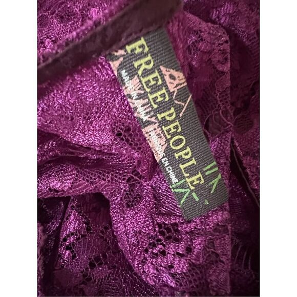 Free People Sheer Lace purple Slip/Mini Dress W/Ruffled Bodice Women’s Small - Picture 5 of 7